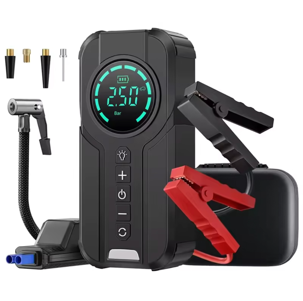 4 In 1 Car Jump Starter Power Bank Air Compressor Inflator Pump 1000A Portable Power Station 8400mAh Car Battery Charger Booster