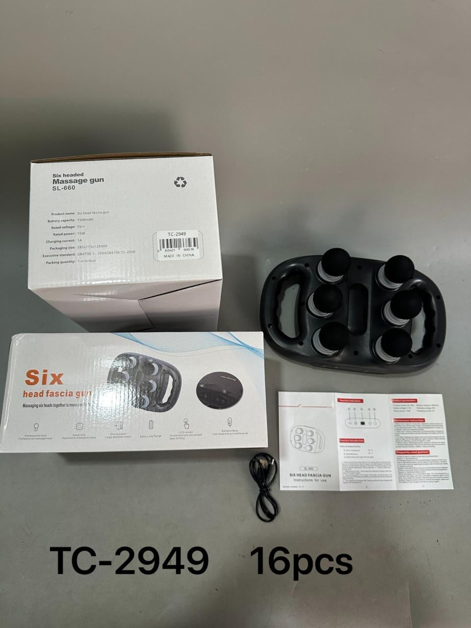 Professional Six Heads Massage Gun, 9 massage Functions Smart AI Chip, Long Battery Life, LCD Screen, Silent Motor Rechargeable C-Type