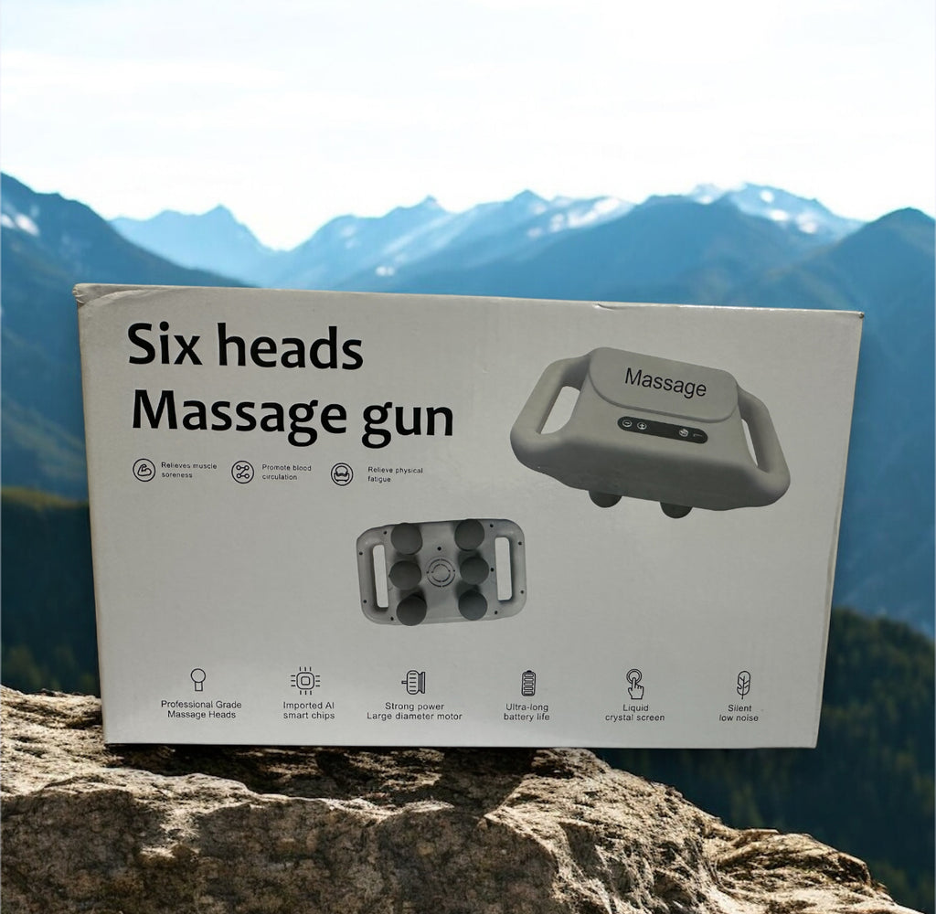 Professional Six Heads Massage Gun, 9 massage Functions Smart AI Chip, Long Battery Life, LCD Screen, Silent Motor Rechargeable C-Type