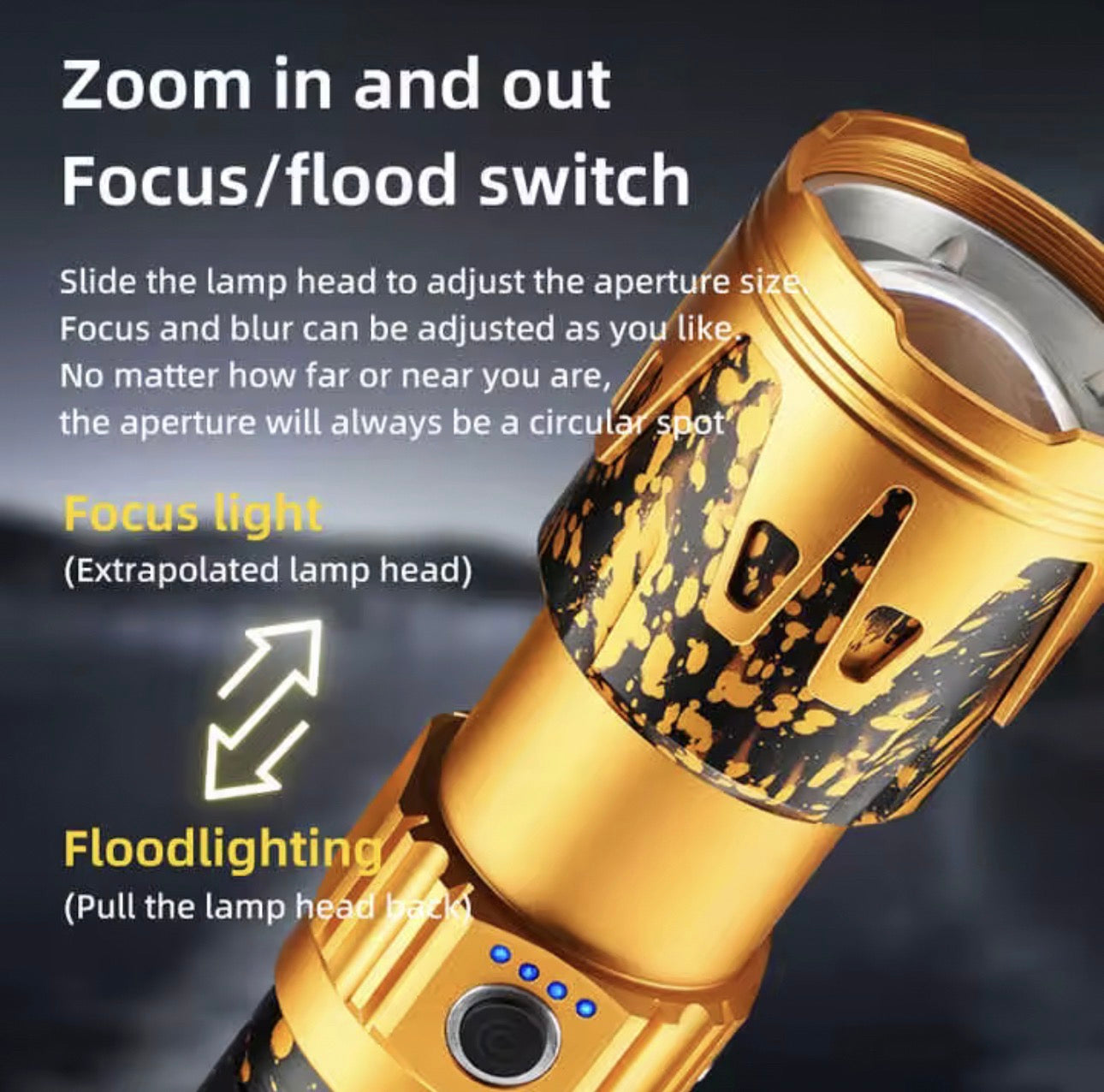 New 2026 Powerful LED Flashlight Super Bright Spotlight Power Display Long Range Zoomable Torch Outdoor Emergency Tactical Search Lantern best for use in industries