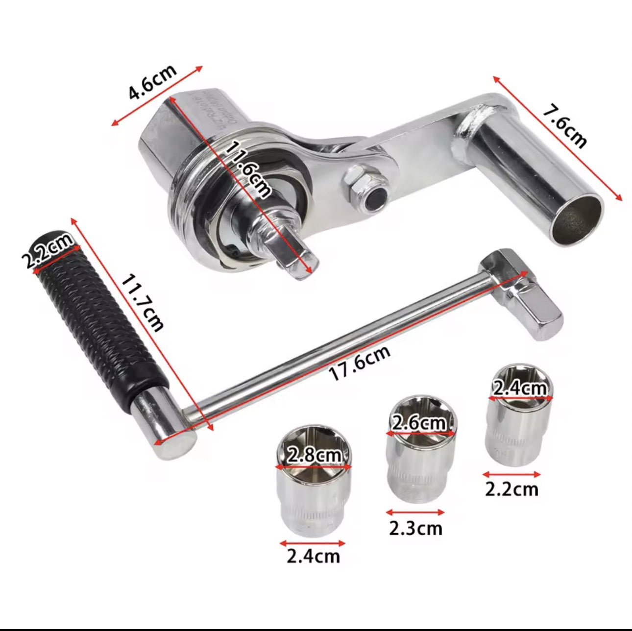 Torque Multiplier Wrench Kit 1/2" Torsional Torque Multiplier Wrench Lug Nut Remover Tool with 17mm/19mm/21mm Sockets