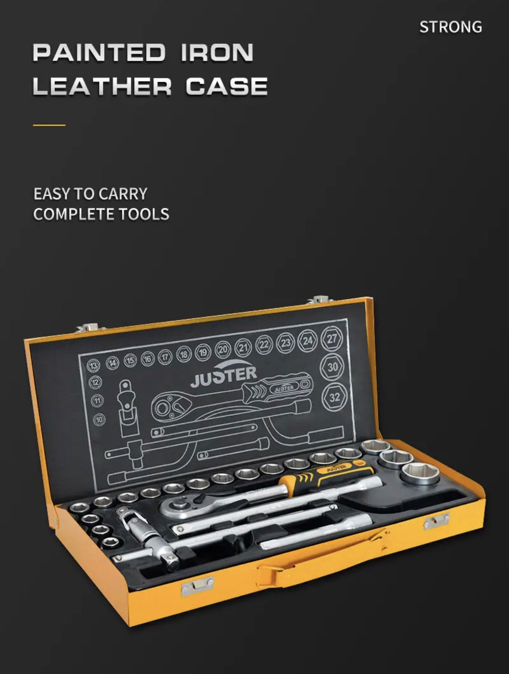 New JUSTER 24PCS CR-V Industrial Ratchet Wrench, 1/2 Inch, 72 Tooth Ratchet Wrench Set for Automobile Repair