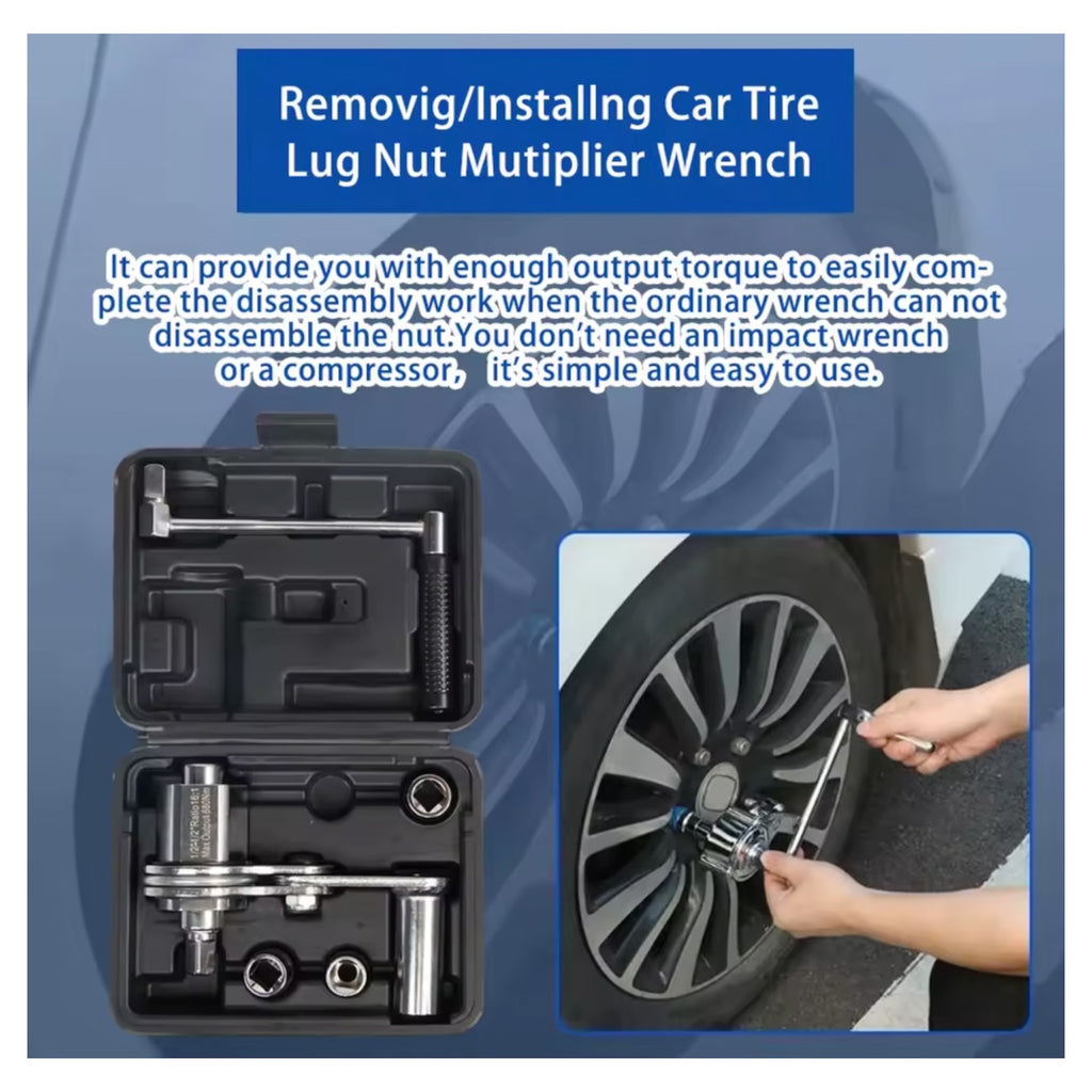 طقم مفتاح عزم الدوران المضاعف 1/2 بوصة، أداة فك صواميل العجلات مع رؤوس مقاس 17 مم/19 مم/21 مم 