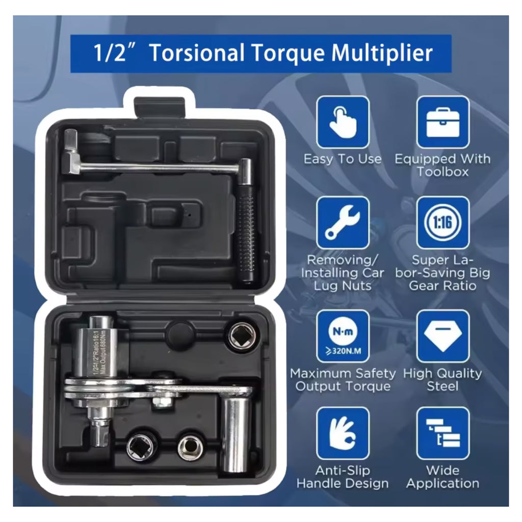طقم مفتاح عزم الدوران المضاعف 1/2 بوصة، أداة فك صواميل العجلات مع رؤوس مقاس 17 مم/19 مم/21 مم 