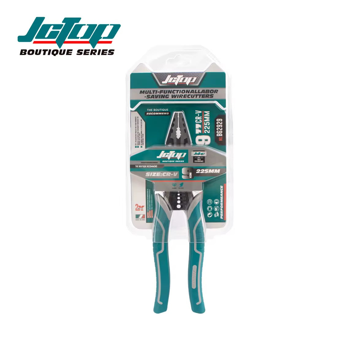 JCTOP Heavy-duty Strong CRV Steel Serrated Jaw Metric 9"225mm DIY Wire Pliers