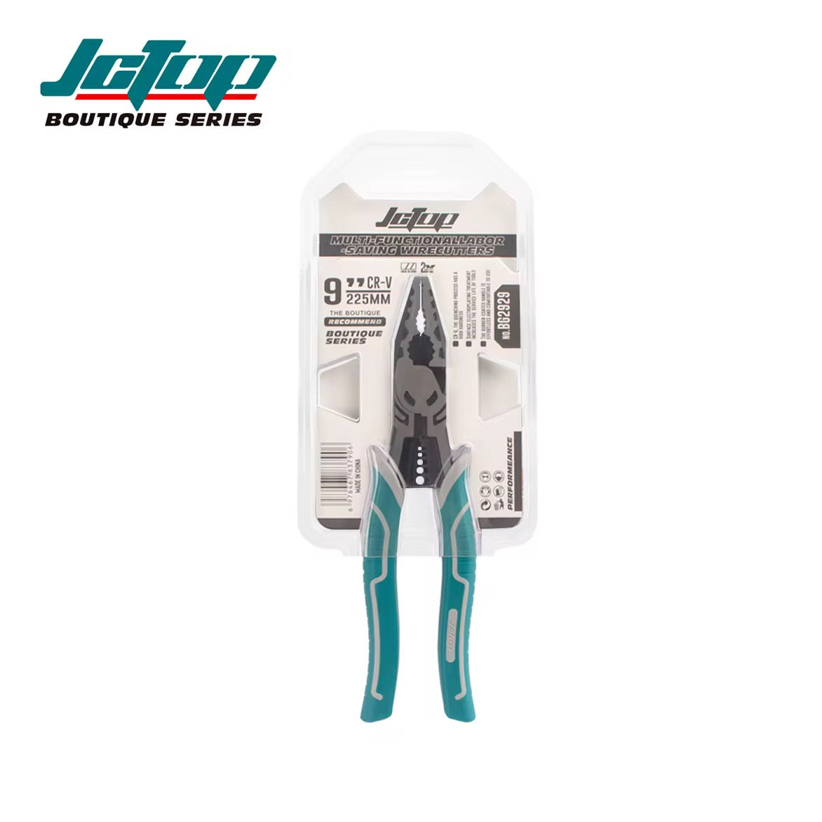 JCTOP Heavy-duty Strong CRV Steel Serrated Jaw Metric 9"225mm DIY Wire Pliers