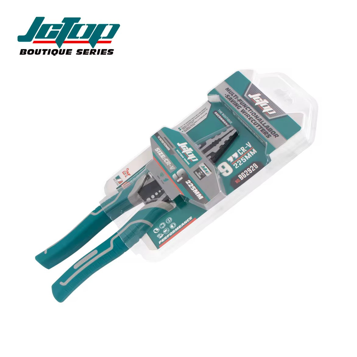 JCTOP Heavy-duty Strong CRV Steel Serrated Jaw Metric 9"225mm DIY Wire Pliers