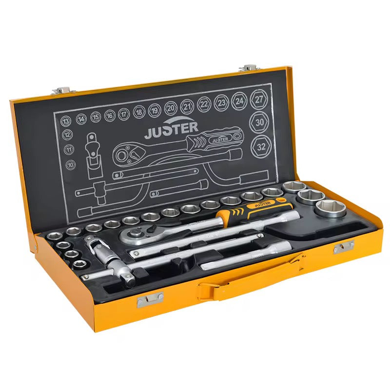 New JUSTER 24PCS CR-V Industrial Ratchet Wrench, 1/2 Inch, 72 Tooth Ratchet Wrench Set for Automobile Repair
