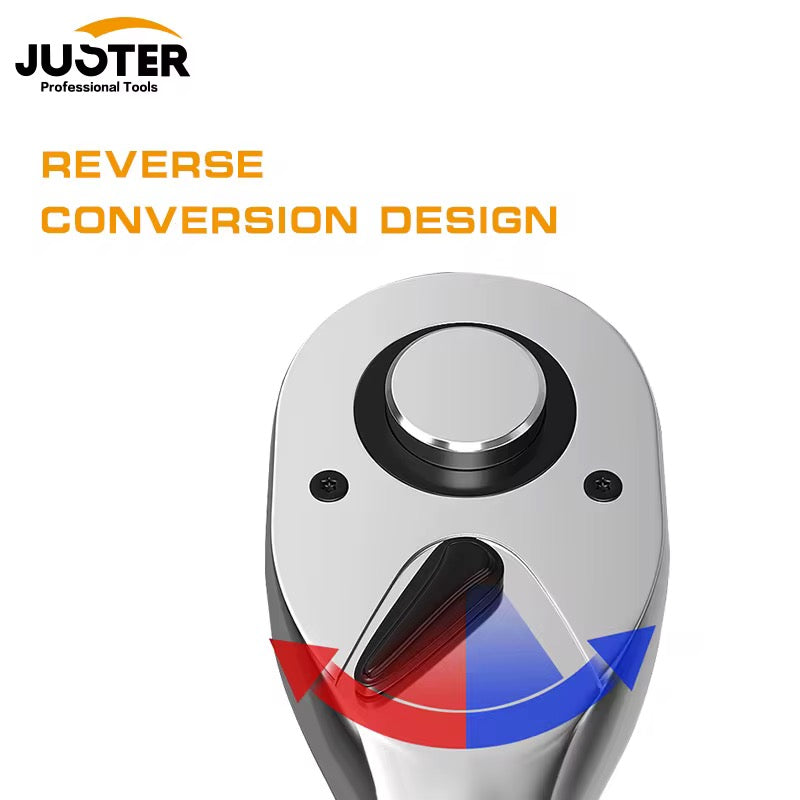 New JUSTER 24PCS CR-V Industrial Ratchet Wrench, 1/2 Inch, 72 Tooth Ratchet Wrench Set for Automobile Repair