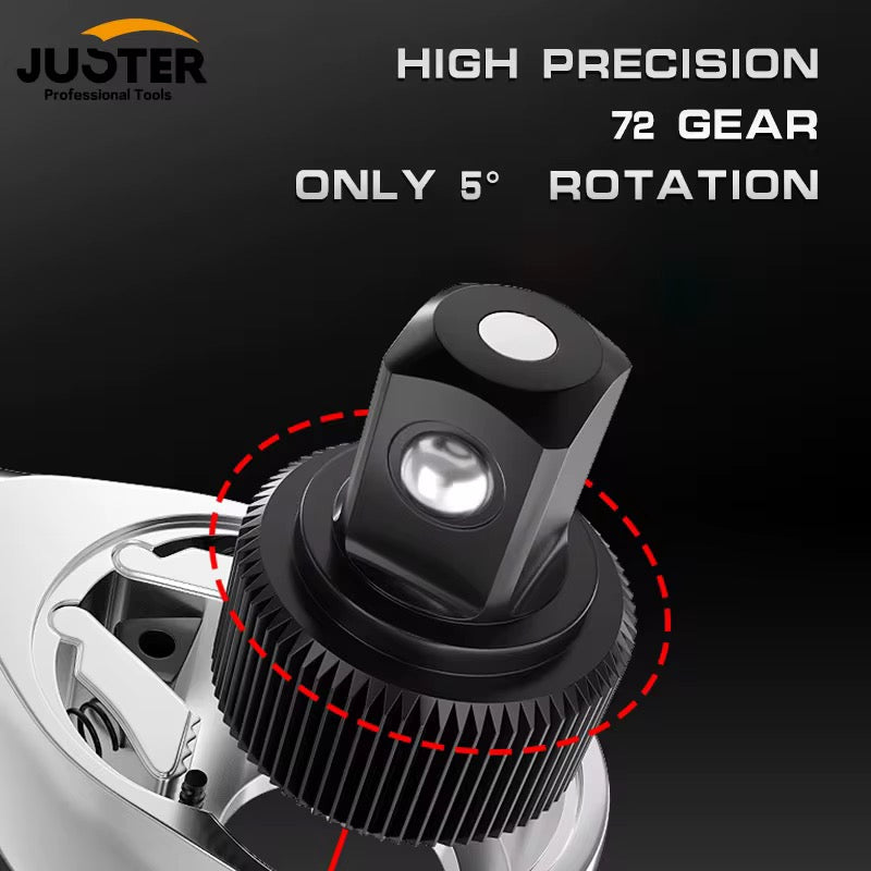 New JUSTER 24PCS CR-V Industrial Ratchet Wrench, 1/2 Inch, 72 Tooth Ratchet Wrench Set for Automobile Repair