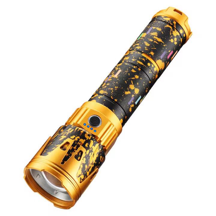 New 2026 Powerful LED Flashlight Super Bright Spotlight Power Display Long Range Zoomable Torch Outdoor Emergency Tactical Search Lantern best for use in industries