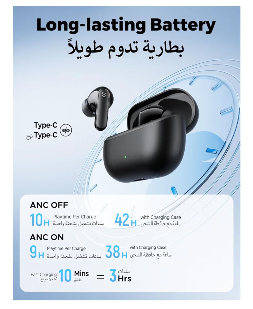High Quality Bluetooth Earphones with 38dB ANC, 13mm Drivers with Powerful Bass Wireless Earbuds, BT 6.0 Earbuds Noise Cancellation, 42H, 4 Mics AI ENC Call, IP55, Fast Charge, App Customize EQ