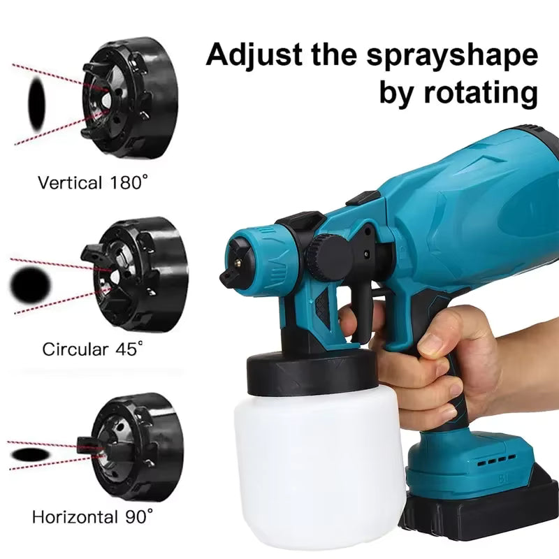 800ML Cordless Electric Spray Gun Portable Household Paint Sprayer Auto Furniture Steel Coating Airbrush For Makita 18V Double  Battery