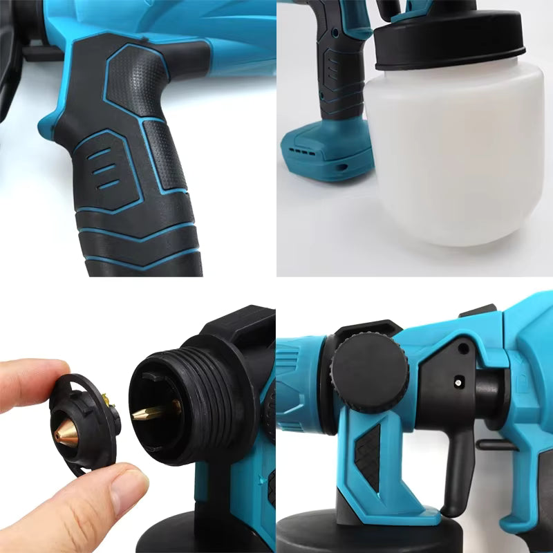 800ML Cordless Electric Spray Gun Portable Household Paint Sprayer Auto Furniture Steel Coating Airbrush For Makita 18V Double  Battery